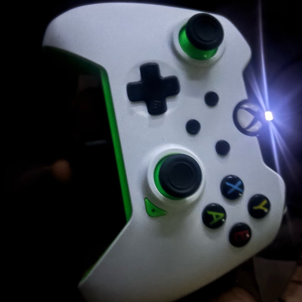 White and Green LED Gaming Controller